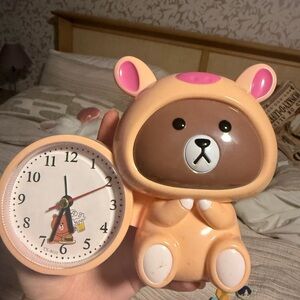 Pufo children's alarm clock, Costumed Bear model, 20 x 15 cm, pink